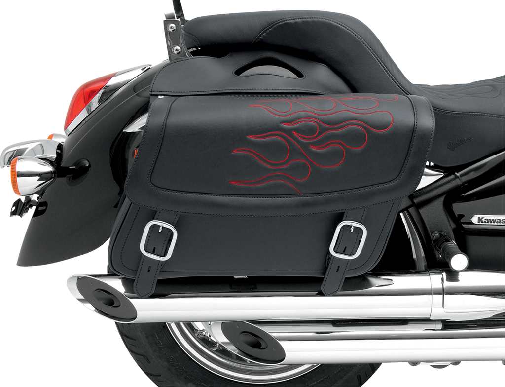 SADDLEMEN Flame Saddlebag - Red -Large Highwayman Tattoo Saddlebags - Team Dream Rides