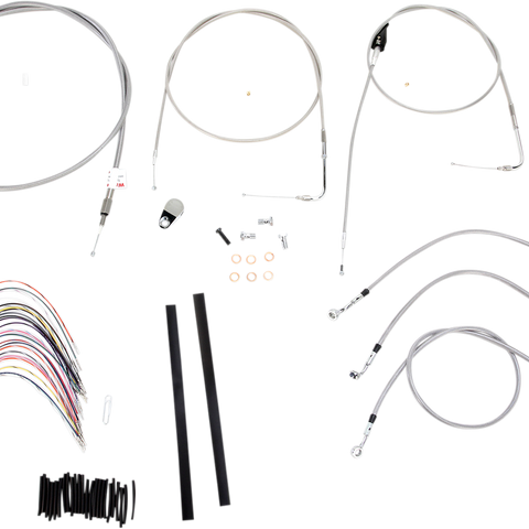 BURLY BRAND Complete Stainless Braided Handlebar Cable/Brake Line Kit For 18