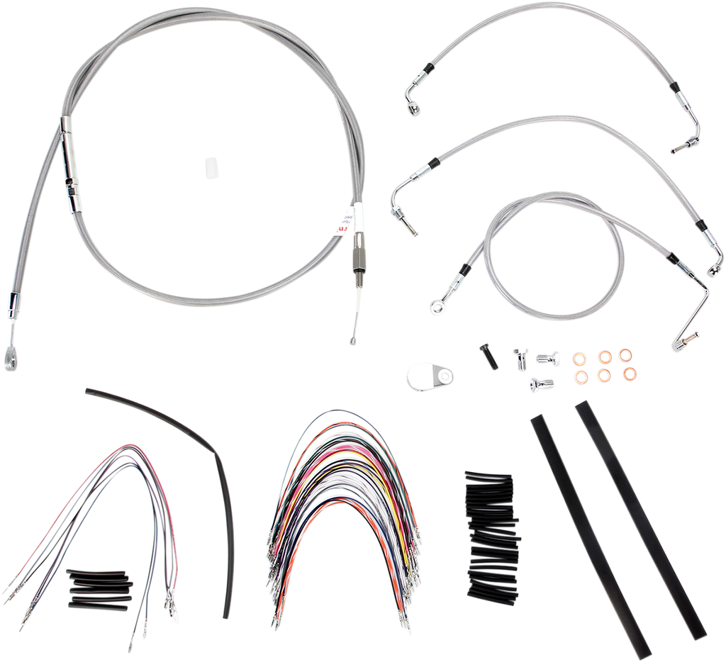 BURLY BRAND Complete Stainless Braided Handlebar Cable/Brake Line Kit For 16" Ape Hanger Handlebars Complete Stainless Braided Handlebar Cable/Brake Line Kit - Team Dream Rides