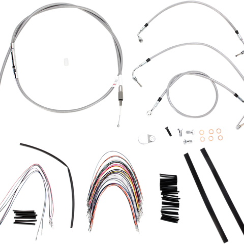 BURLY BRAND Complete Stainless Braided Handlebar Cable/Brake Line Kit For 16
