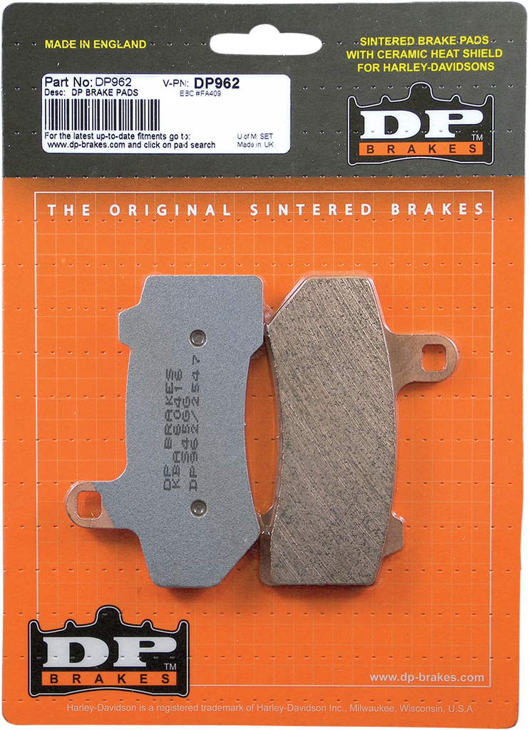 DP BRAKES Sintered Brake Pads - DP962 Sintered Metal Harley/Buell Brake Pads - Team Dream Rides