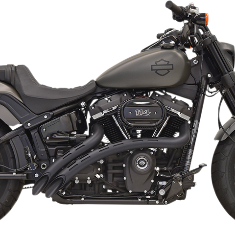 BASSANI XHAUST Sweeper Exhaust - Black/Black - '18+ Softail Radial Sweeper Exhaust - Team Dream Rides