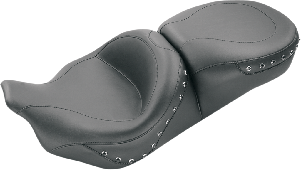 MUSTANG Touring Seat - Black Studs - '08-'19 FLT One-Piece 2-Up Ultra Touring Seat - Team Dream Rides