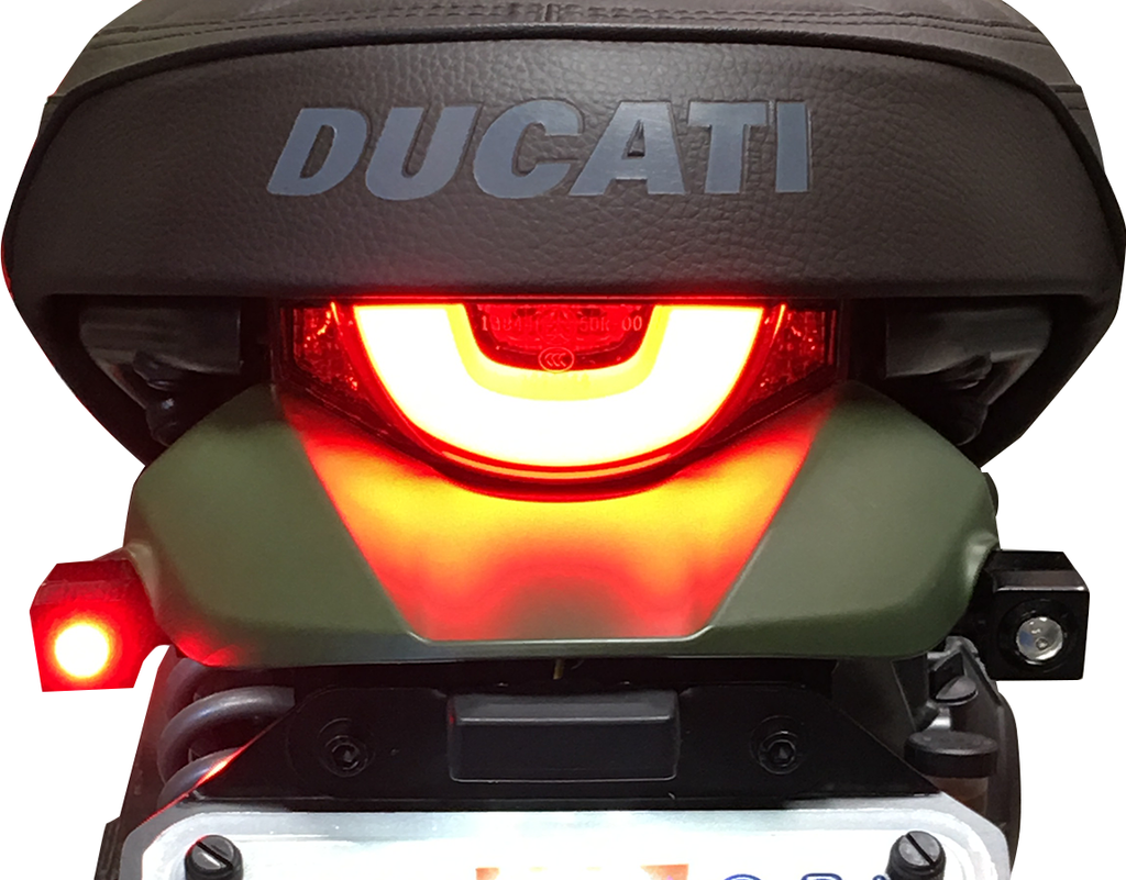 JOKER MACHINE Side-mount LED Turn Signals - Black/Red Single Rat Eye LED Turn Signals - Team Dream Rides