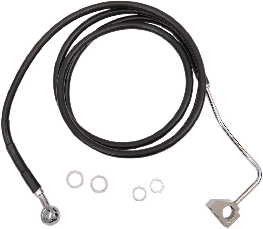 DRAG SPECIALTIES Brake Line - Front - Black - +4" with ABS Extended Length Black Vinyl Brake Line Kit - Team Dream Rides