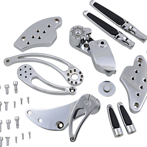 HAWG HALTERS Forward Control - '18+ Softail - Chrome - Standard - Folding Rubber Inlay Pegs - Slotted Levers Forward Control - Team Dream Rides