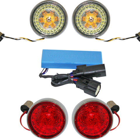 CUSTOM DYNAMICS Full Bullet Turn Signal Conversion Kit  - Chrome Complete Front & Rear Turn Signal Conversion Kit with Bullet Bezel Lenses - Team Dream Rides