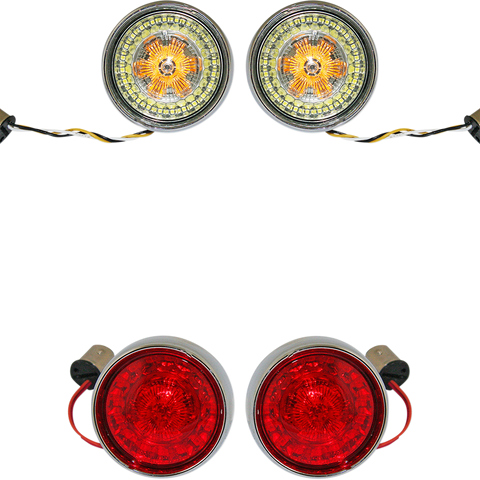 CUSTOM DYNAMICS Full Bullet Turn Signal Conversion Kit  - Chrome Complete Front & Rear Turn Signal Conversion Kit with Bullet Bezel Lenses - Team Dream Rides