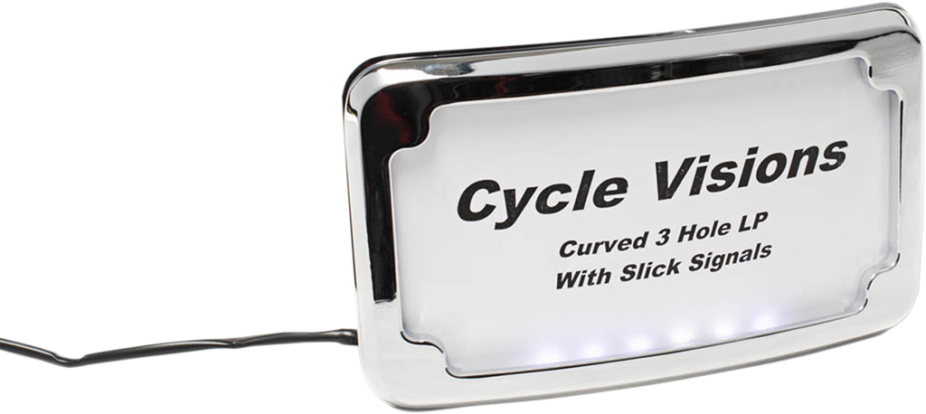 CYCLE VISIONS License Plate Frame - Chrome 3-Hole Mounted LED Lighted License Plate Frame - Team Dream Rides