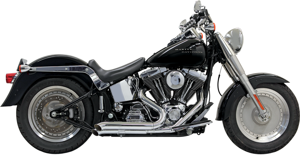 BASSANI XHAUST Pro Street Exhaust - Chrome - Turn Out - '86-'17 Softail Pro-Street Exhaust System - Team Dream Rides