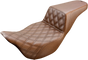 SADDLEMEN Step Up Seat - Lattice Stitched - Brown - FLH Step Up Seat — Front Lattice Stitch - Team Dream Rides