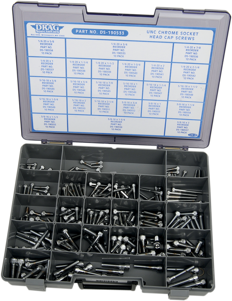 DRAG SPECIALTIES Assortment Unified National Coarse Socket Bolt Coarse Thread Socket-Head Bolt Assortment - Team Dream Rides