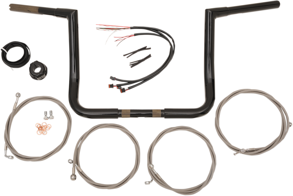 LA CHOPPERS Black 14" '17 FL Handlebar and Cable Kit Ape Hanger Handlebar Kit - Team Dream Rides