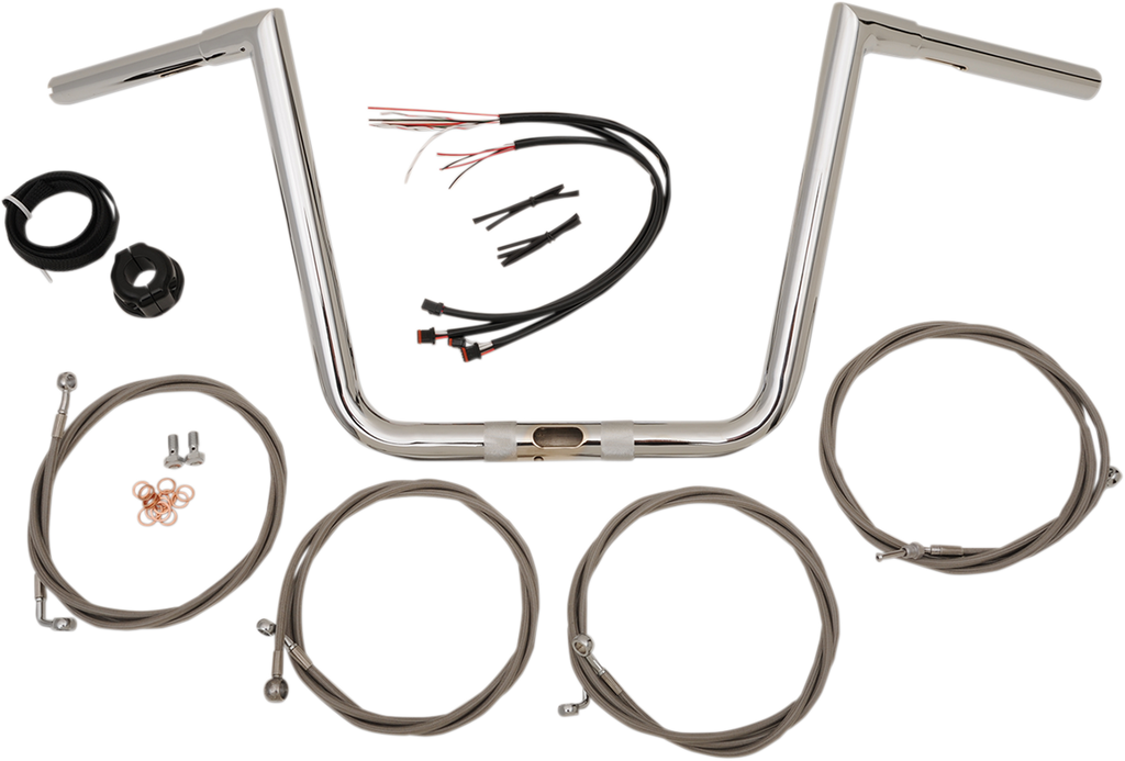 LA CHOPPERS Chrome 10" '17 FLTR Handlebar and Cable Kit Ape Hanger Handlebar Kit - Team Dream Rides