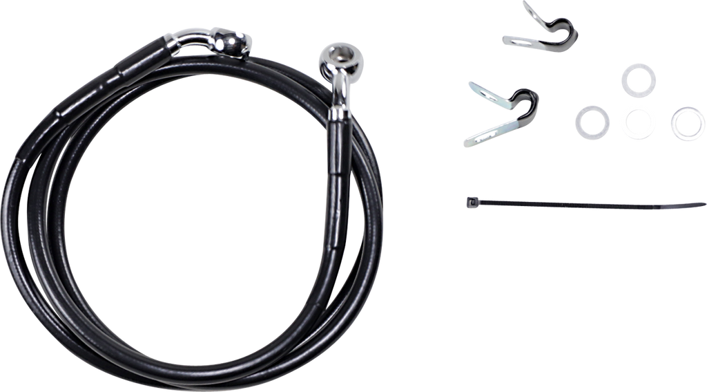 DRAG SPECIALTIES Brake Line - Front - Black - +6" - XL Extended Length Black Vinyl Brake Line Kit - Team Dream Rides