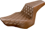 SADDLEMEN Step Up Seat - Driver Lattice Stitched - Brown - FXSB Step Up Seat — Front Lattice Stitch - Team Dream Rides
