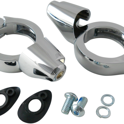 DRAG SPECIALTIES Turn Signal Mount - 49mm - Chrome Turn Signal Fork Clamps - Team Dream Rides
