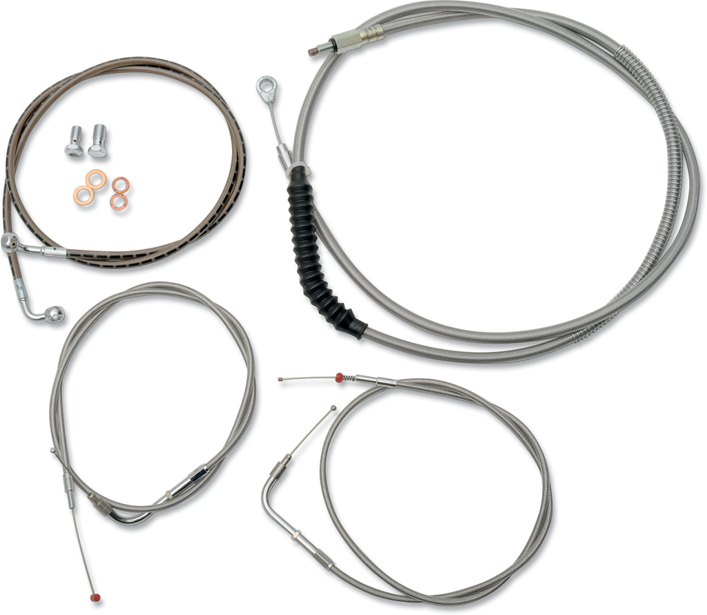 LA CHOPPERS 15" - 17" Cable Kit for '08+ FXDF Standard Stainless Braided Handlebar Cable/Brake Line Kit - Team Dream Rides