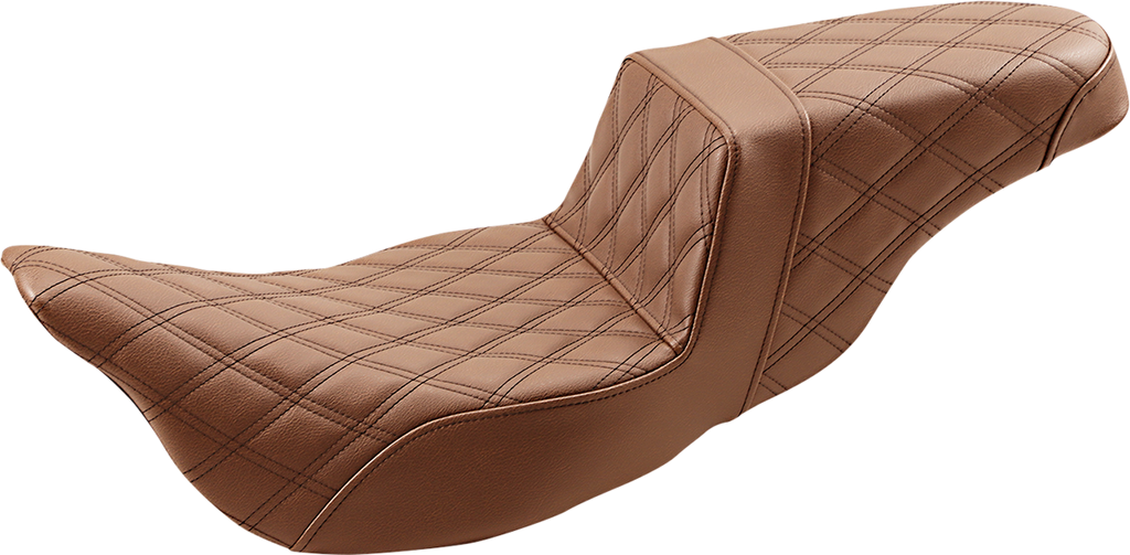 SADDLEMEN Step Up Seat - Lattice Stitched - Brown -  FLH Step Up Seat — Lattice Stitched - Team Dream Rides