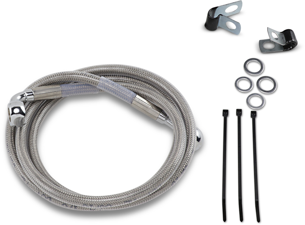 DRAG SPECIALTIES Brake Line - Front - +4" - Stainless Steel Extended Length Stainless Steel Brake Line Kit - Team Dream Rides