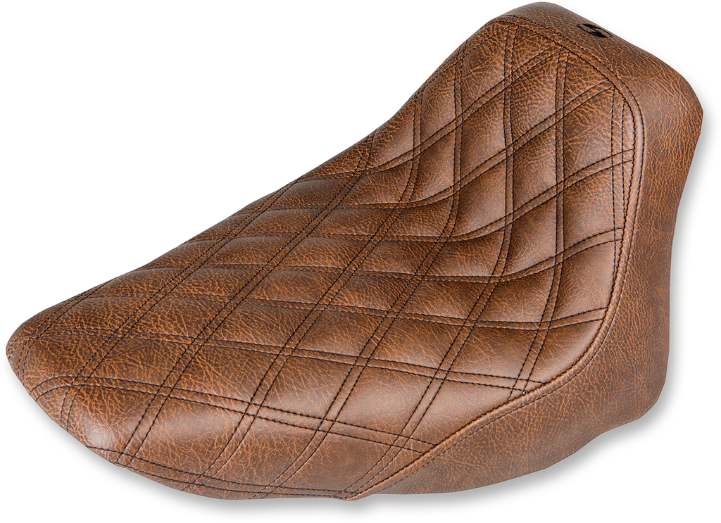 SADDLEMEN Renegade Seat - Lattice Stitched - Brown - FLST Renegade LS Solo Seat - Team Dream Rides