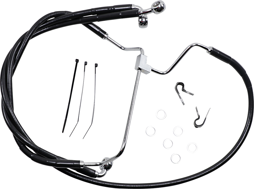 DRAG SPECIALTIES Brake Line - Front - Black - +6" Extended Length Black Vinyl Brake Line Kit - Team Dream Rides