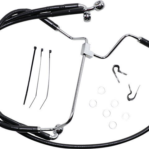 DRAG SPECIALTIES Brake Line - Front - Black - +6