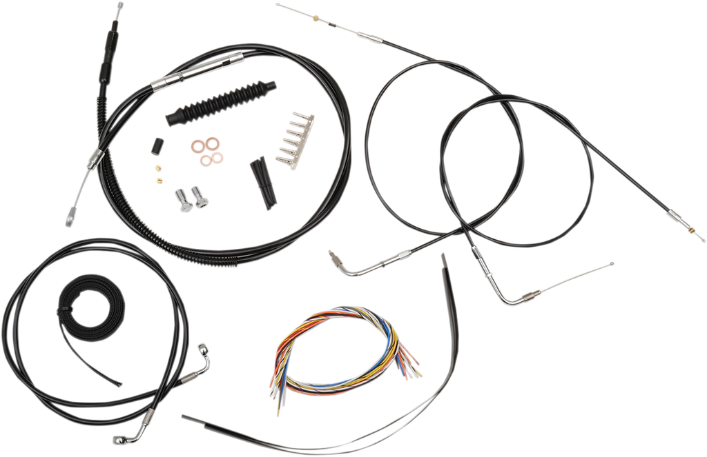 LA CHOPPERS Black 15" - 17" Cable Kit for '12+ FXDF Complete Stainless Braided Handlebar Cable/Brake Line Kit - Team Dream Rides