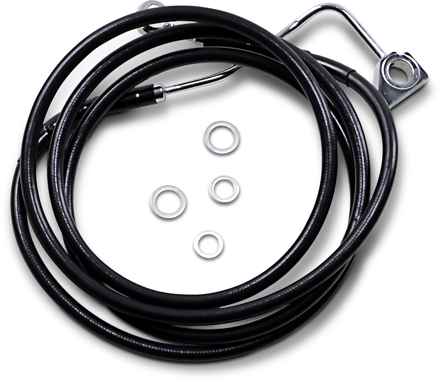 DRAG SPECIALTIES Brake Line - Front - Black - +12" with ABS Extended Length Black Vinyl Brake Line Kit - Team Dream Rides