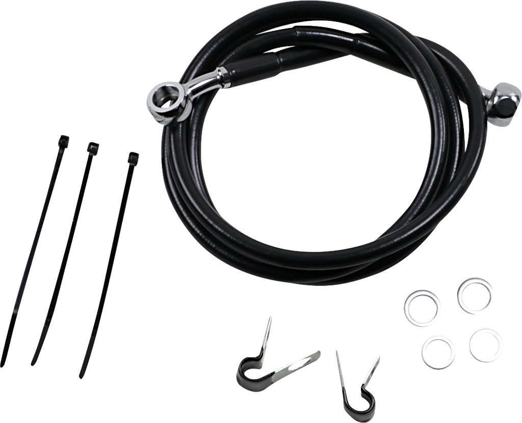 DRAG SPECIALTIES Brake Line - Front - Black - +2" - '99-'07 FXST Extended Length Black Vinyl Brake Line Kit - Team Dream Rides