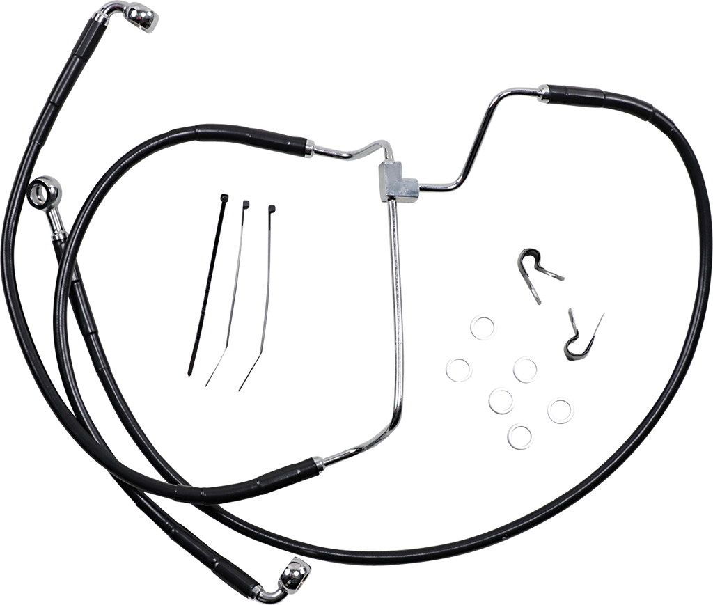 DRAG SPECIALTIES Brake Line - Front - Black - +2" Extended Length Black Vinyl Brake Line Kit - Team Dream Rides