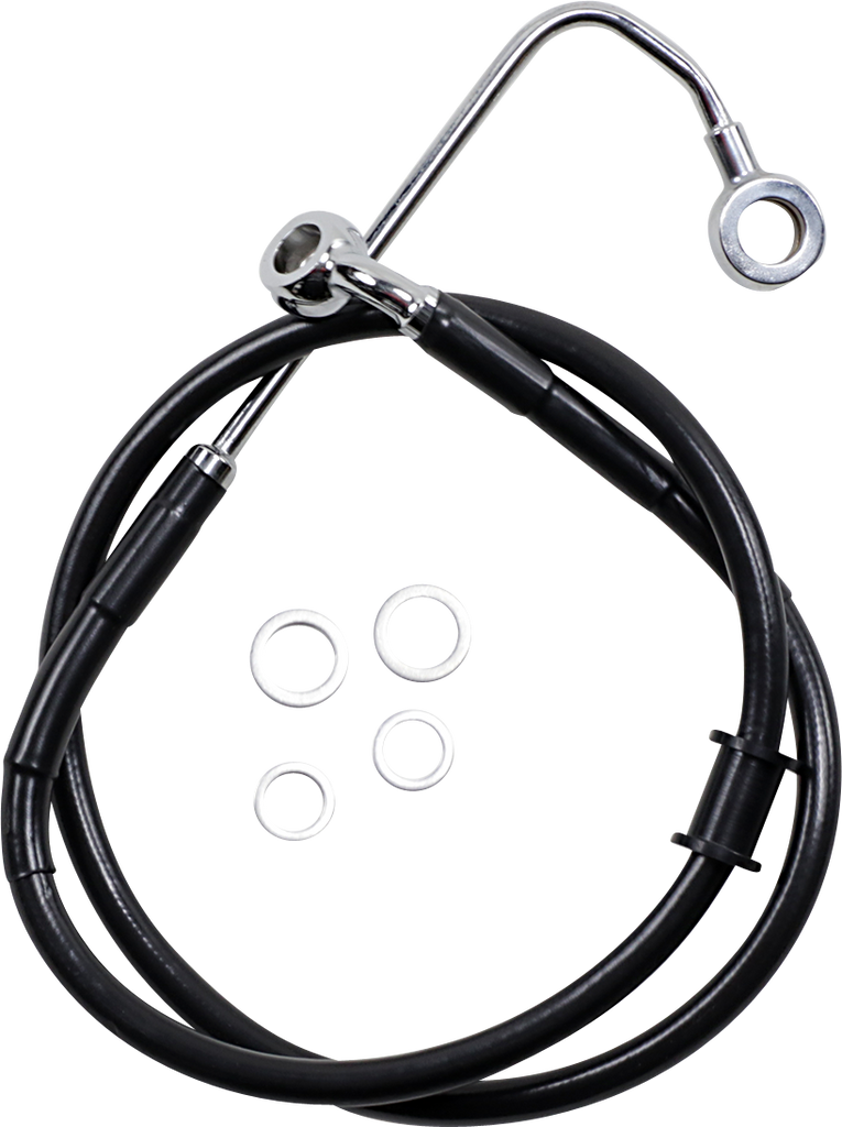 DRAG SPECIALTIES Brake Line - +2" - Black - '15-'17 Softail Extended Length Stainless Steel Brake Line - Team Dream Rides