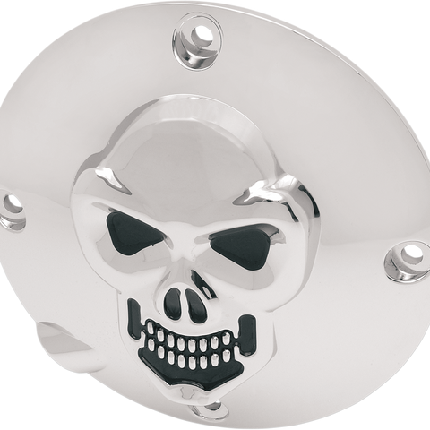 DRAG SPECIALTIES Skull Derby Cover - Chrome - 4 Hole Chrome 3-D Skull Derby Cover - Team Dream Rides