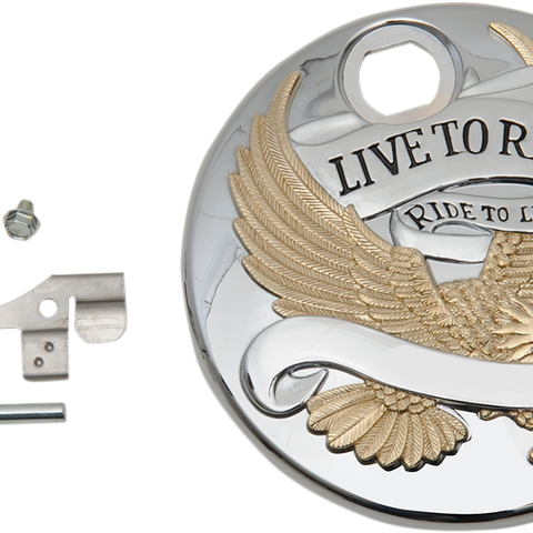 DRAG SPECIALTIES Live to Ride Console Door - Chrome With Gold 