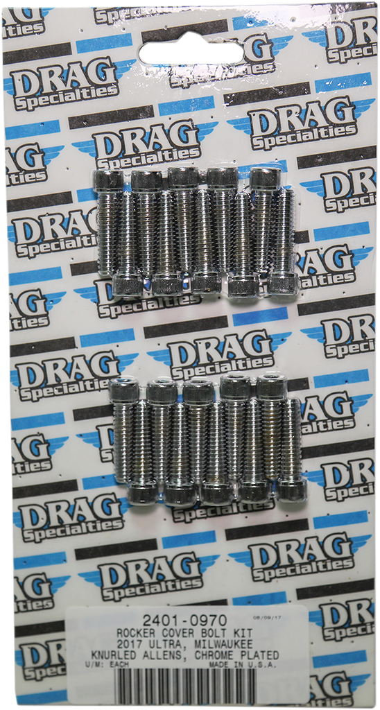 DRAG SPECIALTIES Bolt Kit M8 Rocker Cover Knurled All Chrome M-Eight Bolt Kit - Team Dream Rides