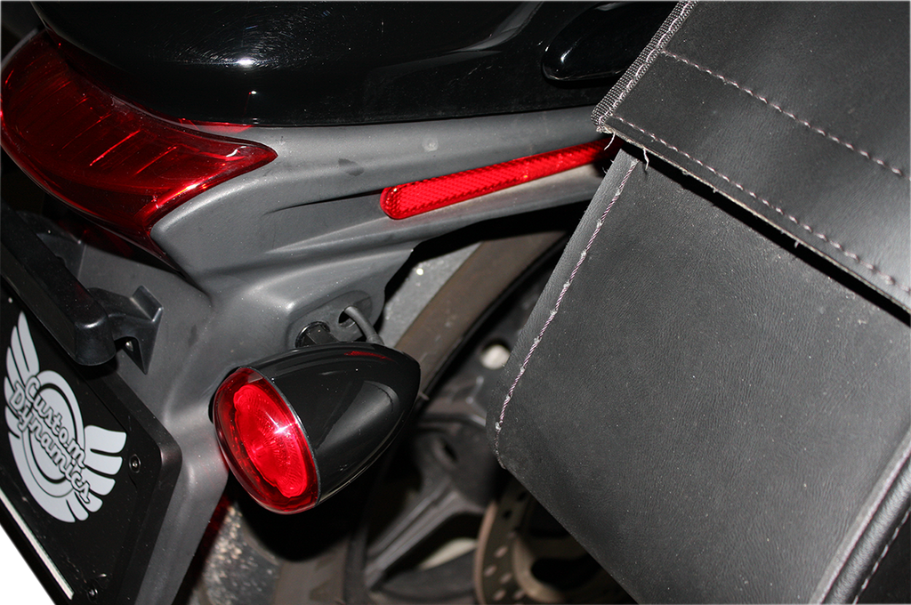 CUSTOM DYNAMICS ProBEAM® Universal Turn Signals - Gloss Black/Red ProBEAM® Universal LED Bullet Bezel Turn Signals - Team Dream Rides