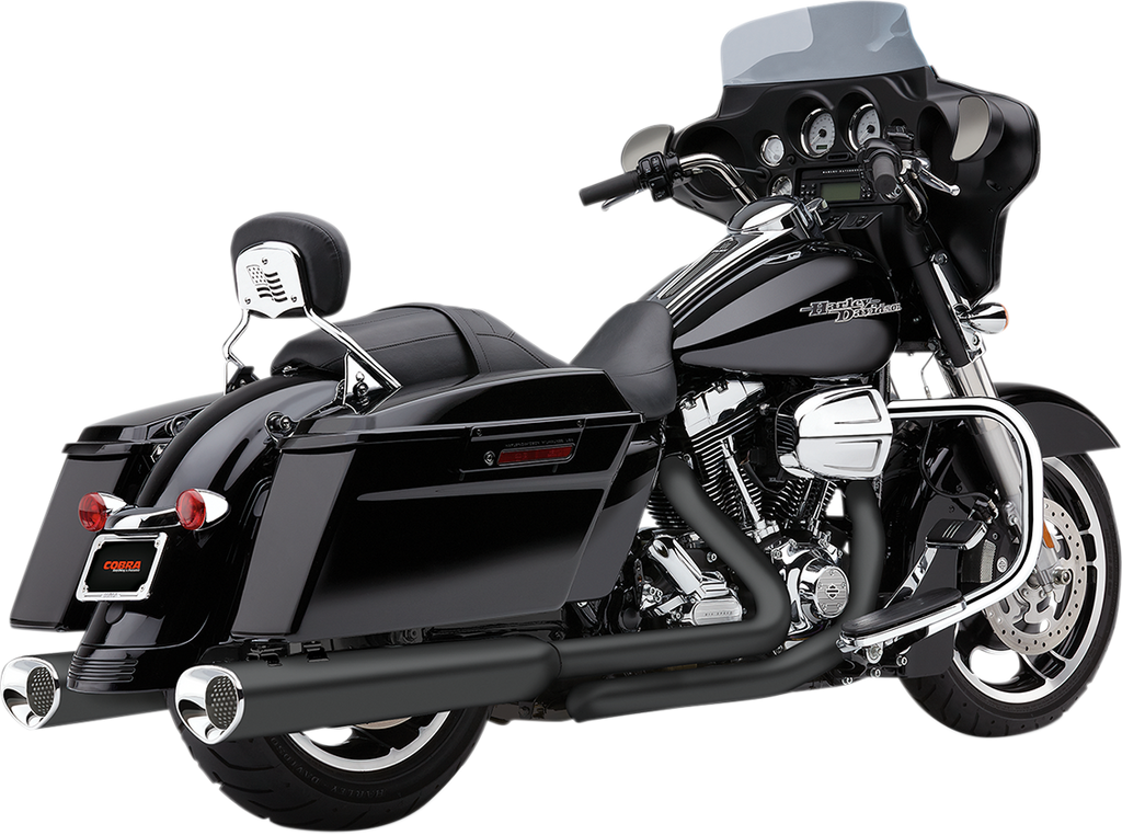 COBRA Tri Flo Mufflers for '95-'16 Bagger - Black Tri Flo Slip-On Mufflers - Team Dream Rides