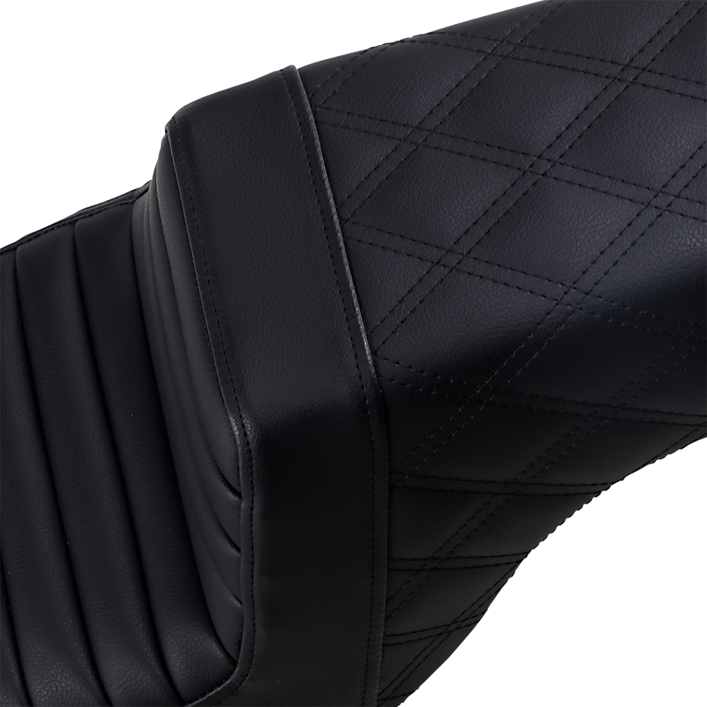 SADDLEMEN Step Up Seat - Tuck and Roll/Lattice Stitched - Black Step Up Seat — Rear Lattice Stitch/Tuck and Roll - Team Dream Rides