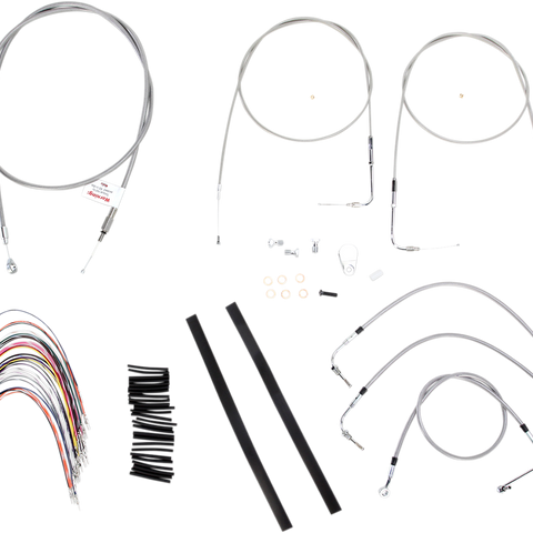 BURLY BRAND Complete Stainless Braided Handlebar Cable/Brake Line Kit For 14