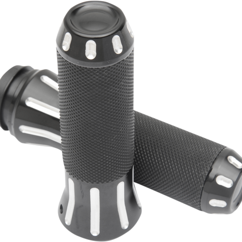 DRAG SPECIALTIES Black Cut Custom Grips for TBW Custom Cobra Grips - Team Dream Rides