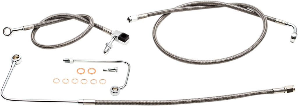 LA CHOPPERS Stainless Steel Brake Lines - Softail ABS Replacement Stainless Steel Braided Brake Line Kit - Team Dream Rides