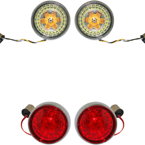 CUSTOM DYNAMICS Full Bullet Turn Signal Conversion Kit  - Chrome Complete Front & Rear Turn Signal Conversion Kit with Bullet Bezel Lenses - Team Dream Rides