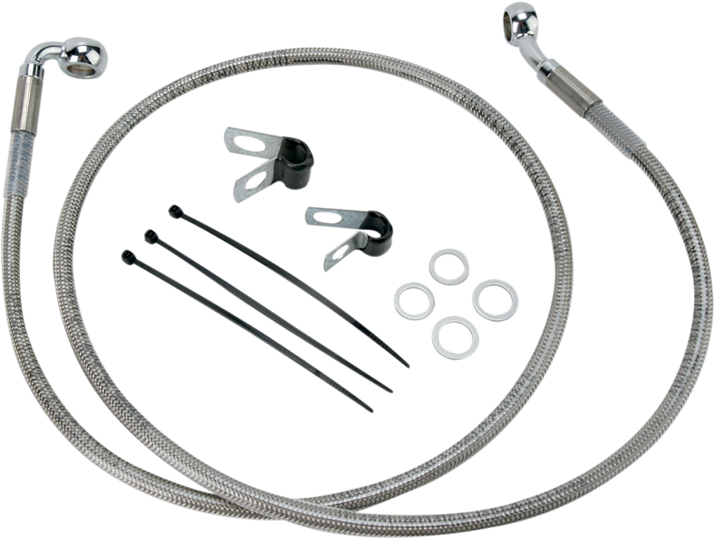 DRAG SPECIALTIES +8" Brake Line - Front - Stainless Steel - FXD '00-'05 Extended Length Stainless Steel Brake Line Kit - Team Dream Rides