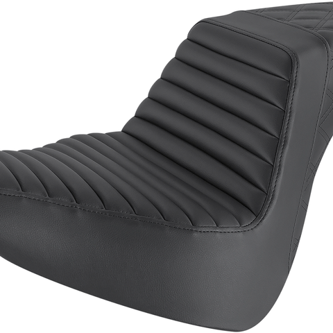 SADDLEMEN Step Up Seat - Tuck and Roll/Lattice Stitched - Black Step Up Seat — Rear Lattice Stitch/Tuck and Roll - Team Dream Rides