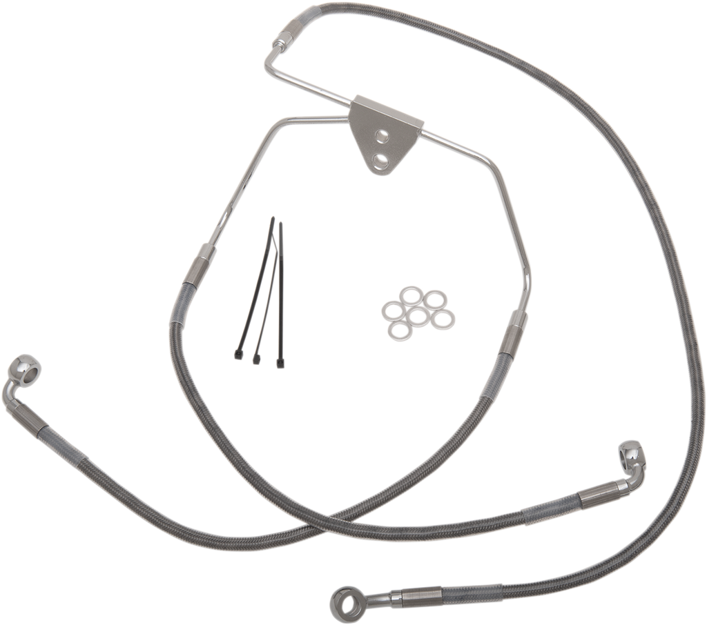 DRAG SPECIALTIES Brake Line - Front - +6" - Touring - Stainless Steel Extended Length Stainless Steel Brake Line Kit - Team Dream Rides