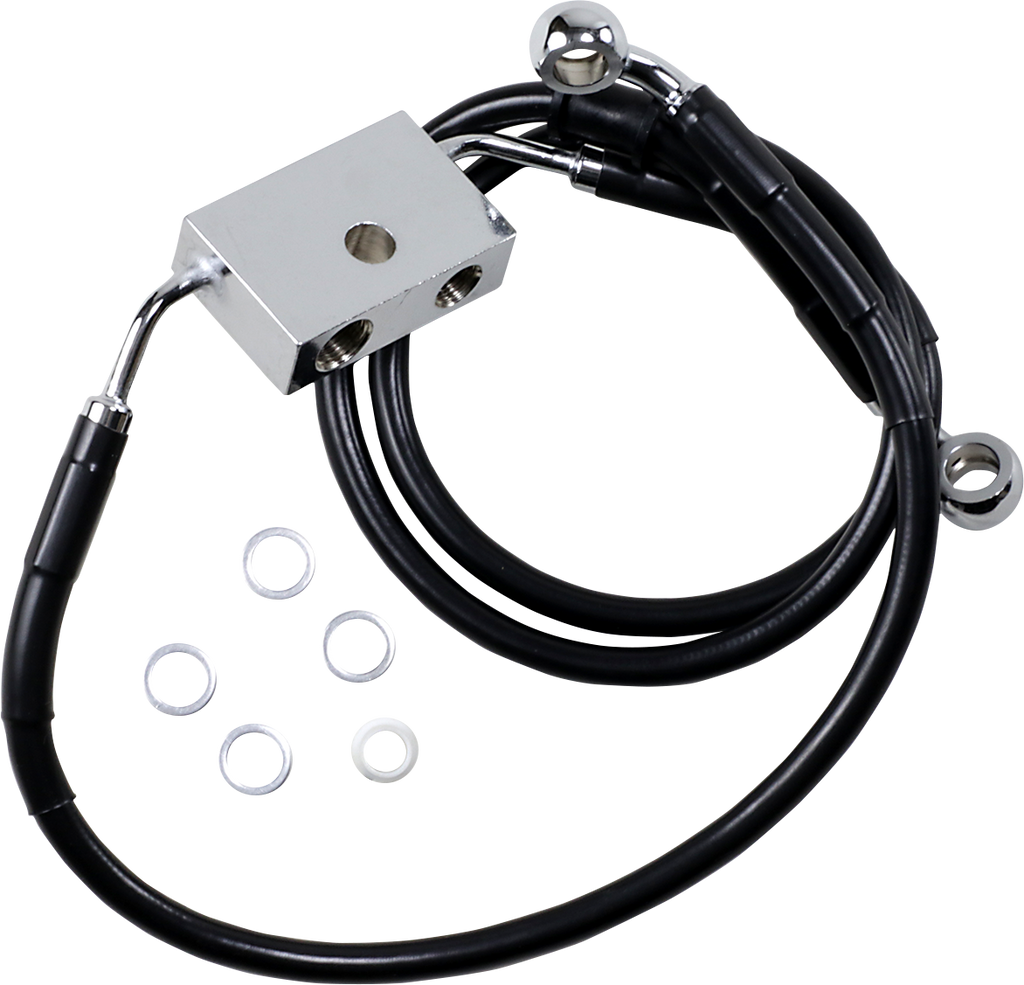 DRAG SPECIALTIES Brake Line - Front - +8" - Black - XL Extended Length Brake Line - Team Dream Rides