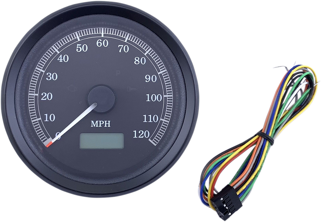 DRAG SPECIALTIES Universal 3-3/8" Programmable Electronic Speedometer - MPH - Black Face - Black Bezel Universal Speedometer - Team Dream Rides