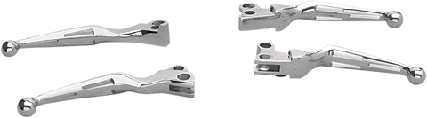 DRAG SPECIALTIES Chrome Slotted Levers Slotted Wide Blade Lever Set - Team Dream Rides