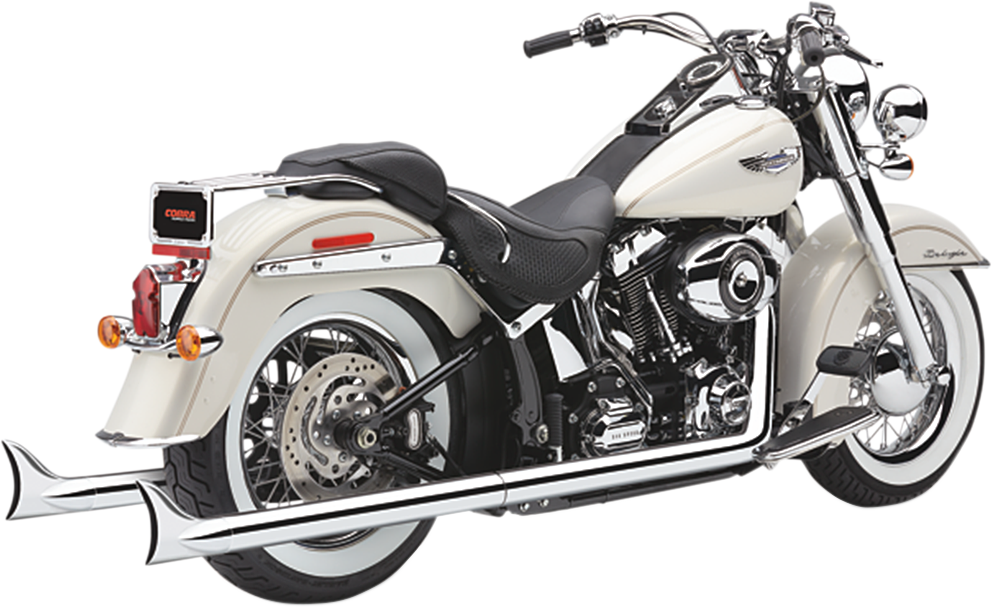 COBRA True Dual Exhaust - Fishtail  - '86-'06 Softail Bad Hombre Dual Exhaust System - Team Dream Rides