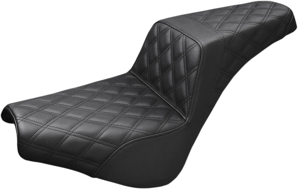 SADDLEMEN Step Up Seat - Passenger Lattice Stitched - Black Step Up Seat — Rear Lattice Stitch - Team Dream Rides